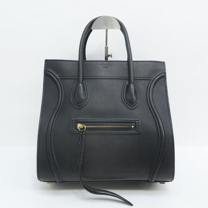 Céline Luggage Phantom Medium Black Calfskin Leather Tote