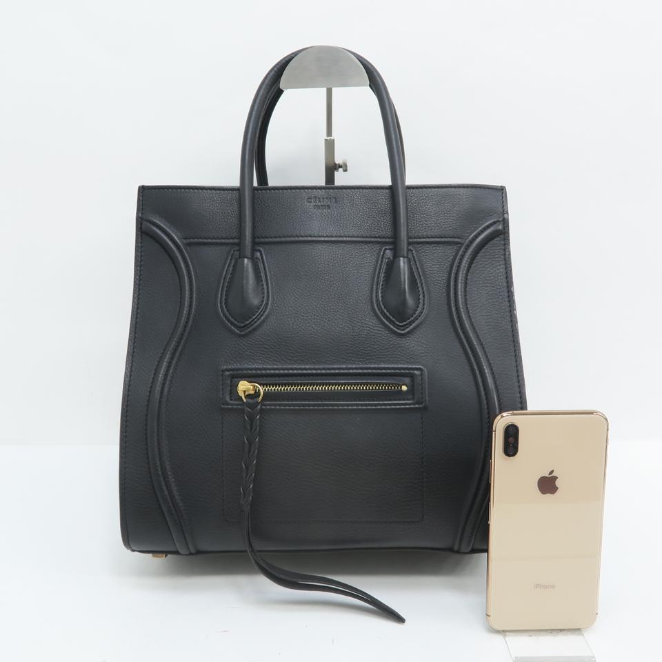 Céline Luggage Phantom Medium Black Calfskin Leather Tote