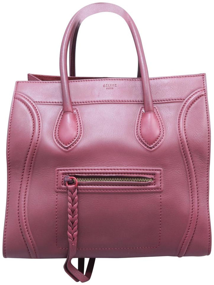 Céline Luggage Phantom Medium Darkred Calfskin Tote
