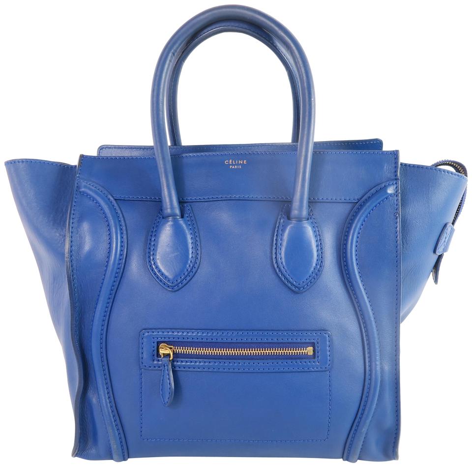 Céline Luggage Phantom Medium Leather Blue Calfskin Tote