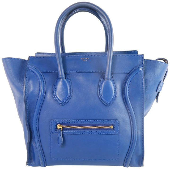 Céline Luggage Phantom Medium Leather Blue Calfskin Tote
