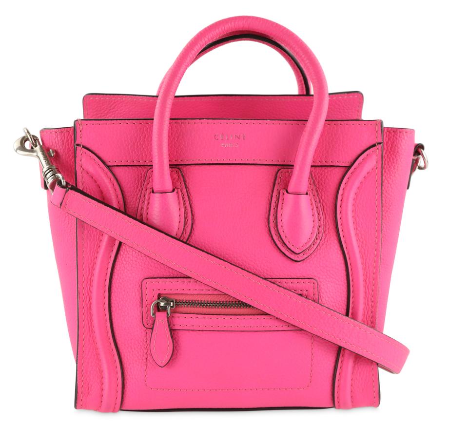 Céline Luggage Tote Pink Leather Cross Body Bag