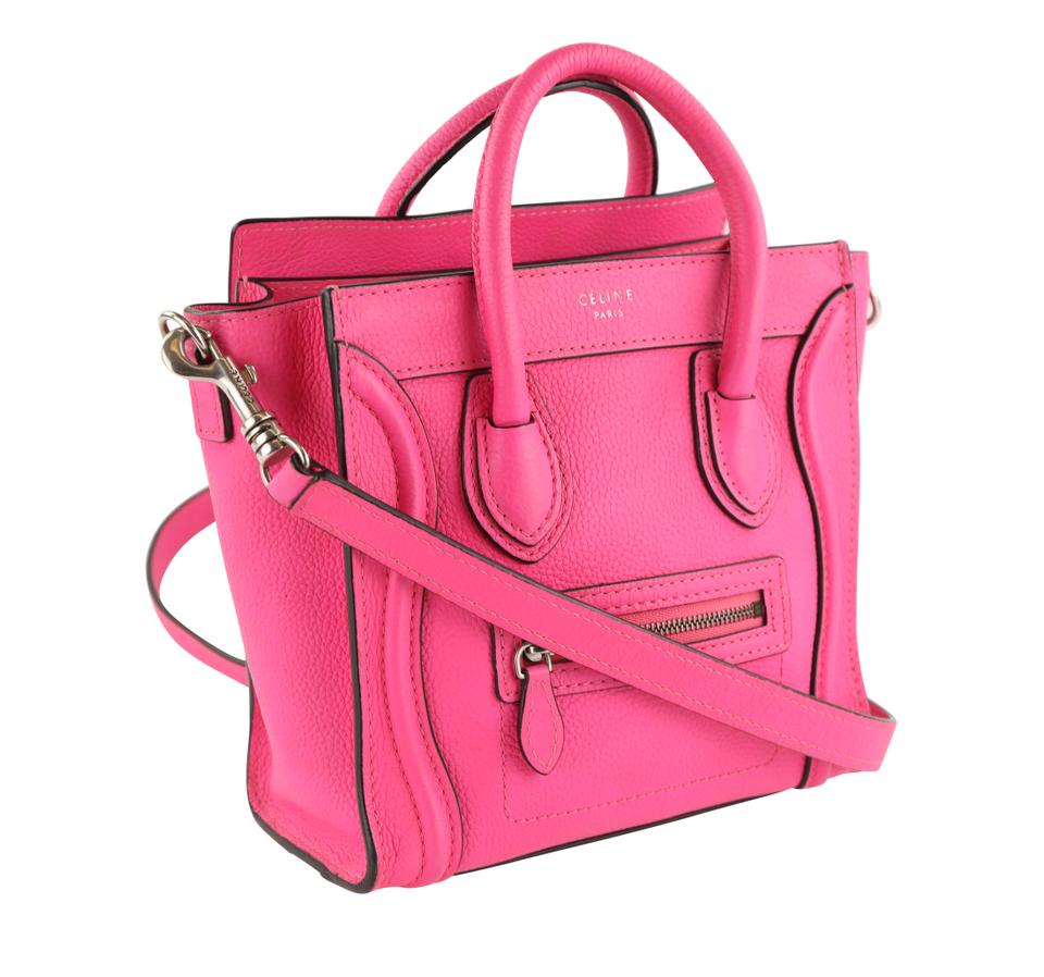 Céline Luggage Tote Pink Leather Cross Body Bag