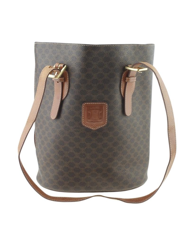 Céline Macadam Bucket Brown Coated Canvas Tote