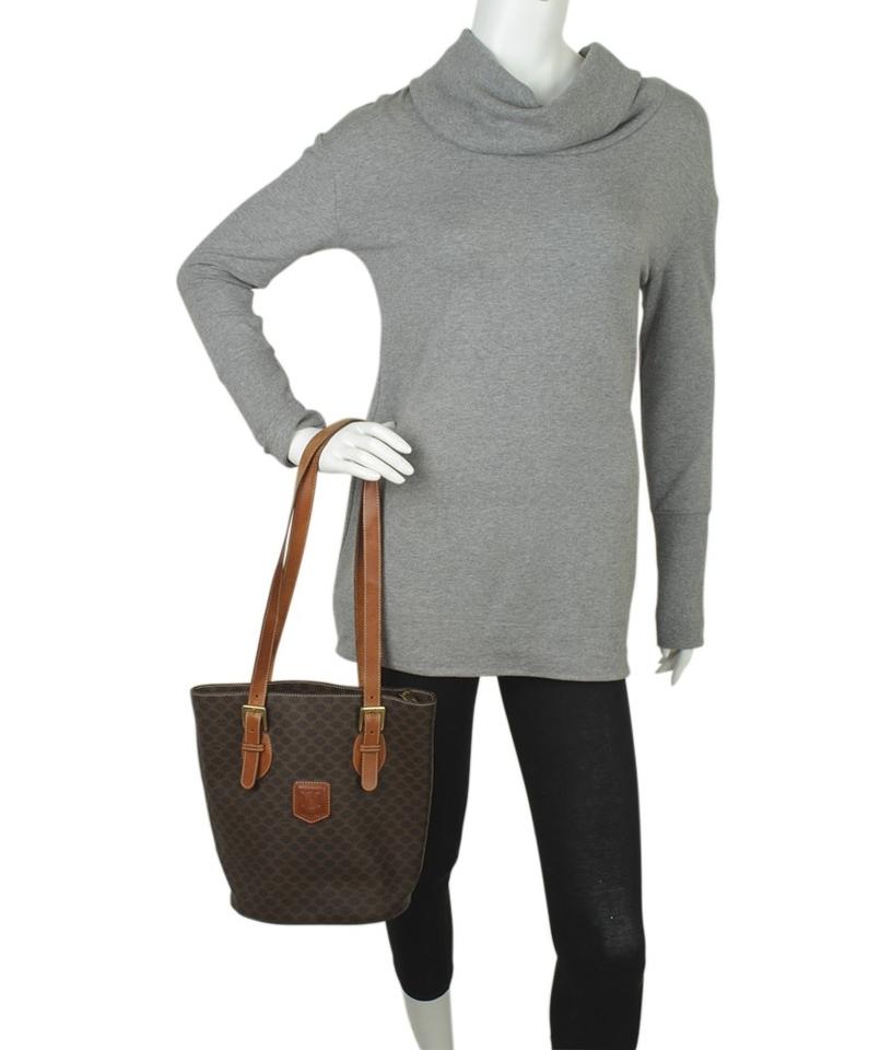 Céline Macadam Bucket Brown Coated Canvas Tote