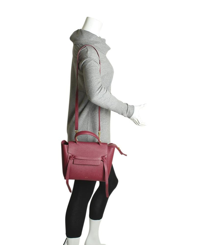 Celine Micro Belt Bag Burgundy Leather 2- Way Crossbody Bay