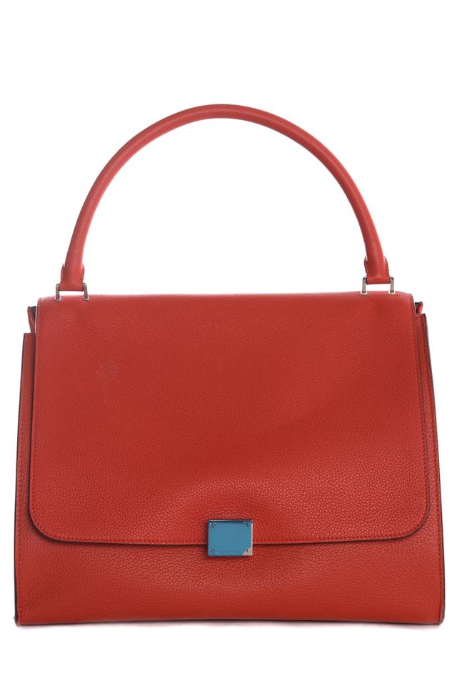Céline Trapeze Handle Orange Leather Tote