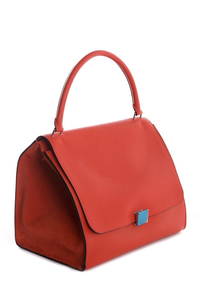 Céline Trapeze Handle Orange Leather Tote