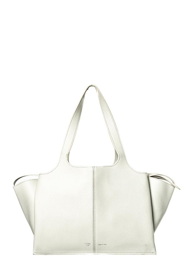 Céline Tri-Fold Medium Tri Folder Grey Leather Tote