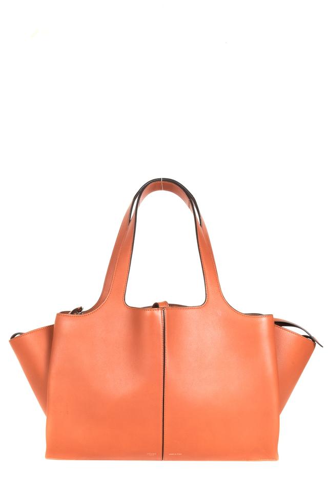Céline Tri-Fold Rust Medium Orange Leather Tote