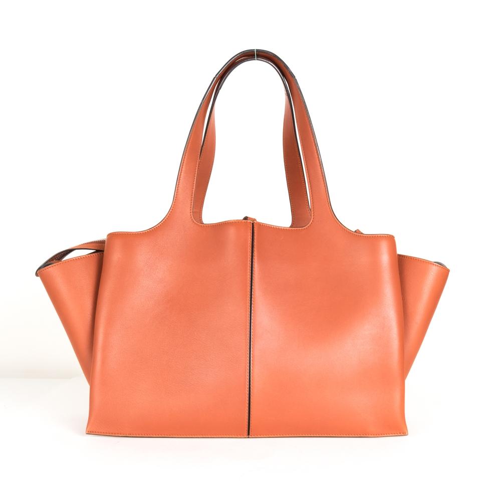 Céline Tri-Fold Rust Medium Orange Leather Tote