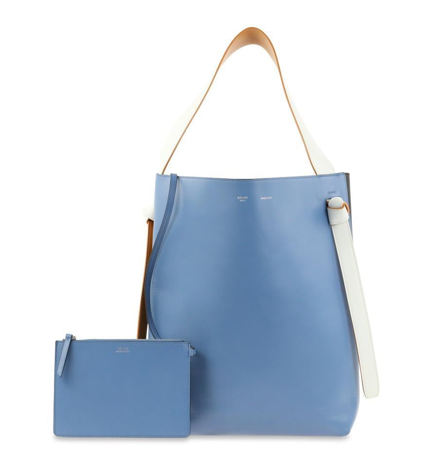 Céline Twisted Cabas W W/ Pouch Multicolor Calfskin Leather Tote