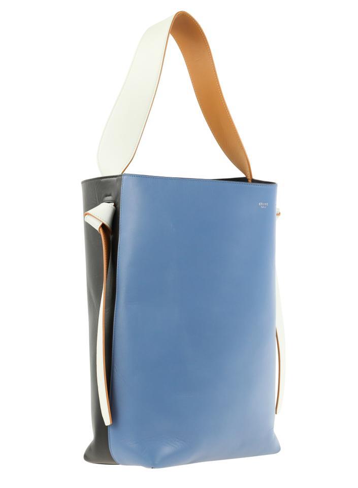 Céline Twisted Cabas W W/ Pouch Multicolor Calfskin Leather Tote