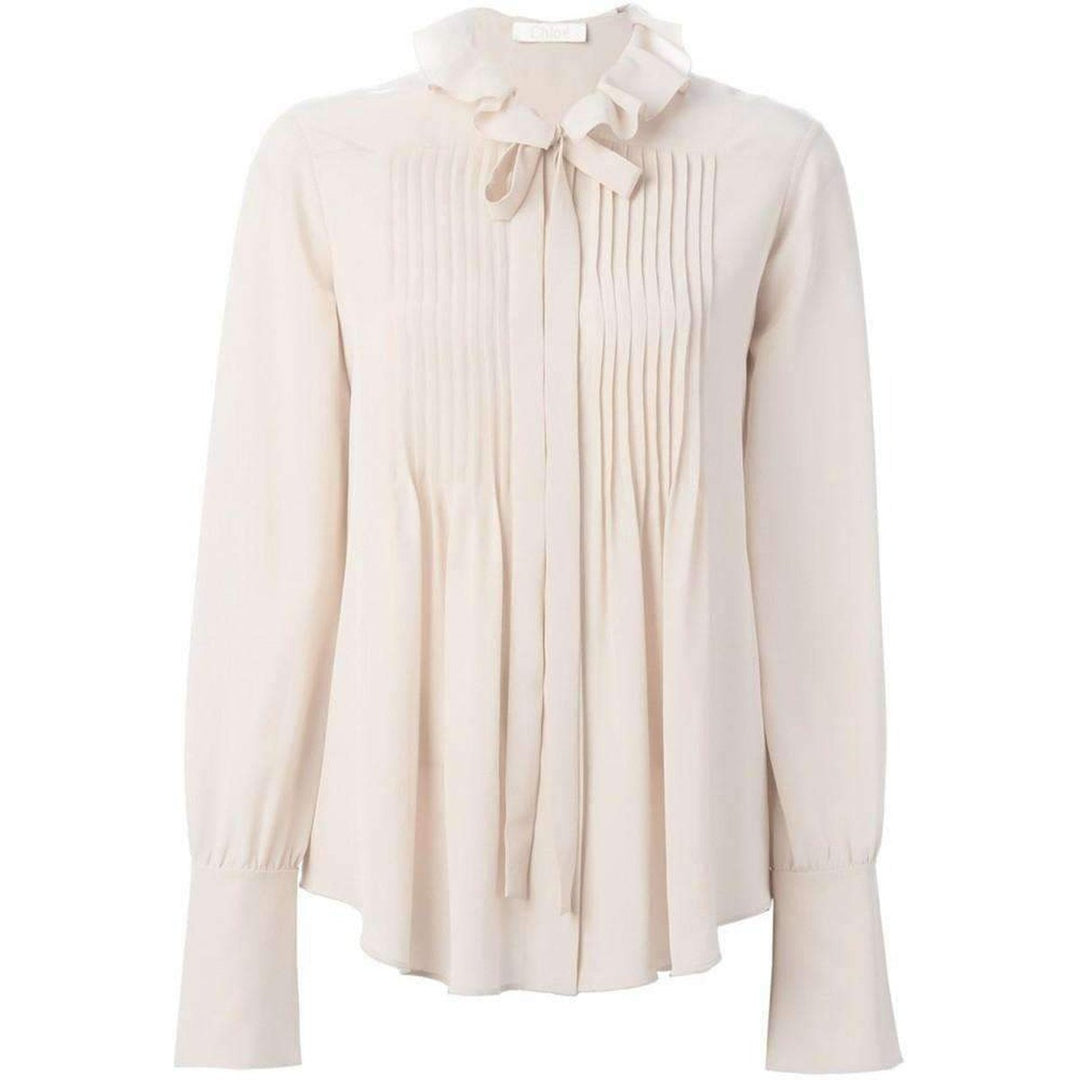Chloé-Albaster Bow Detail Silk Shirt - Runway Catalog