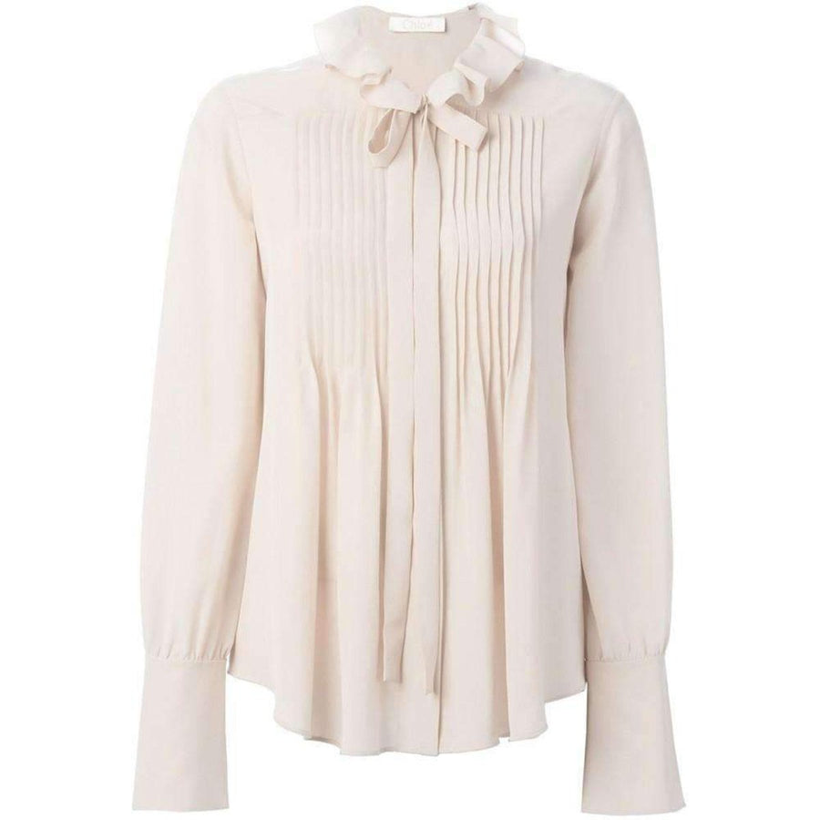 Chloé-Albaster Bow Detail Silk Shirt - Runway Catalog
