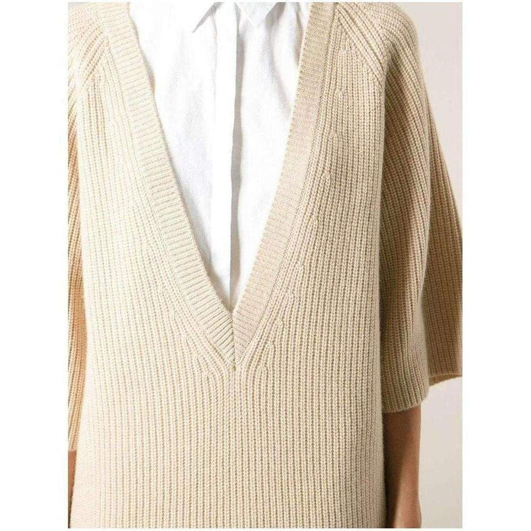 Beige Cashmere Knit Sweater