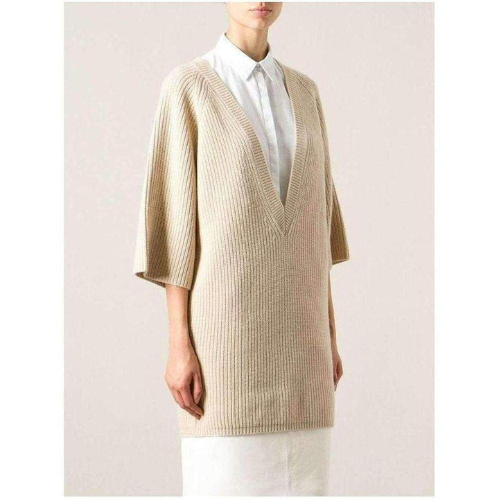 Beige Cashmere Knit Sweater