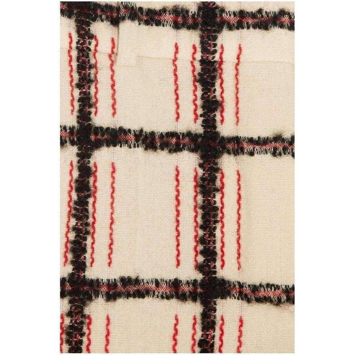 Beige Mohair Trim Check Cropped Pants