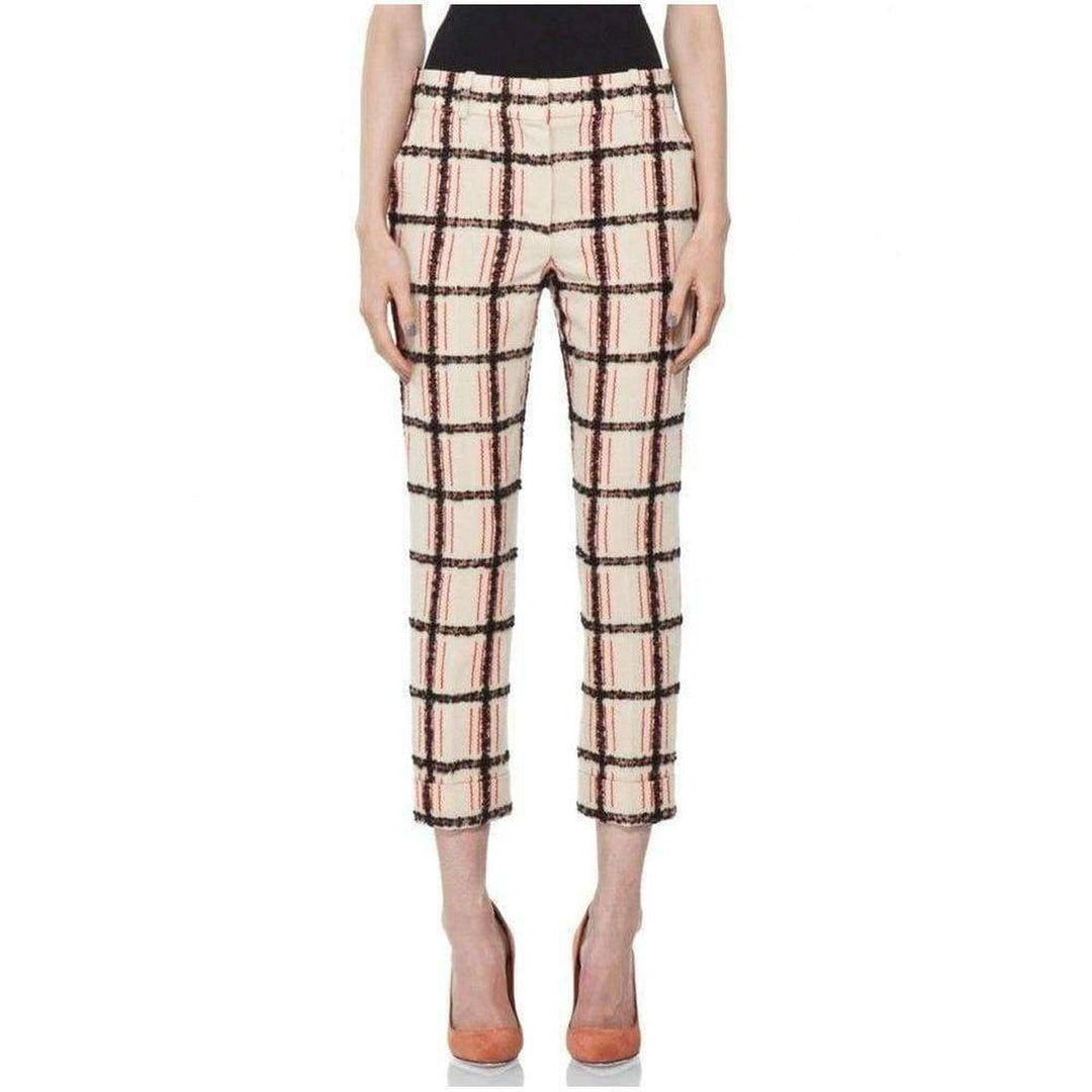 Chloé-Beige Mohair Trim Check Cropped Pants - Runway Catalog