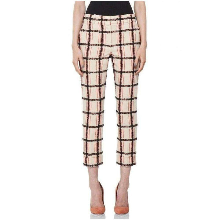 Chloé-Beige Mohair Trim Check Cropped Pants - Runway Catalog