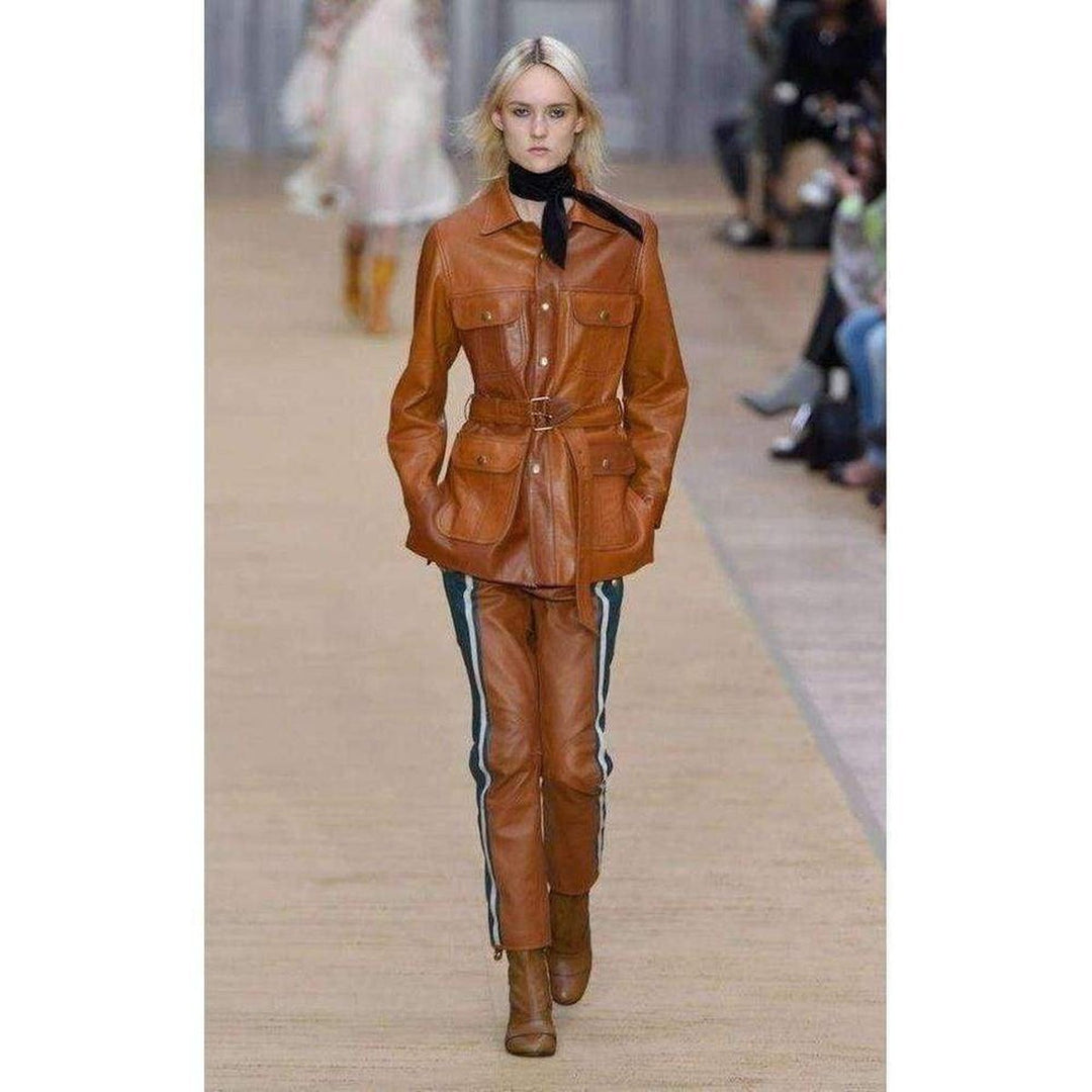 Biker Cropped Striped Leather Pants
