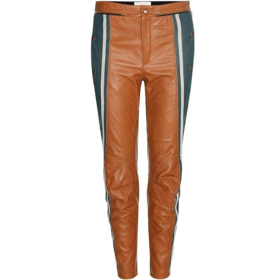 Chloé-Biker Cropped Striped Leather Pants - Runway Catalog