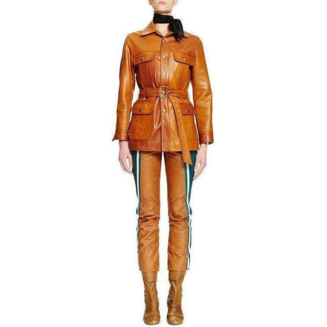 Biker Cropped Striped Leather Pants