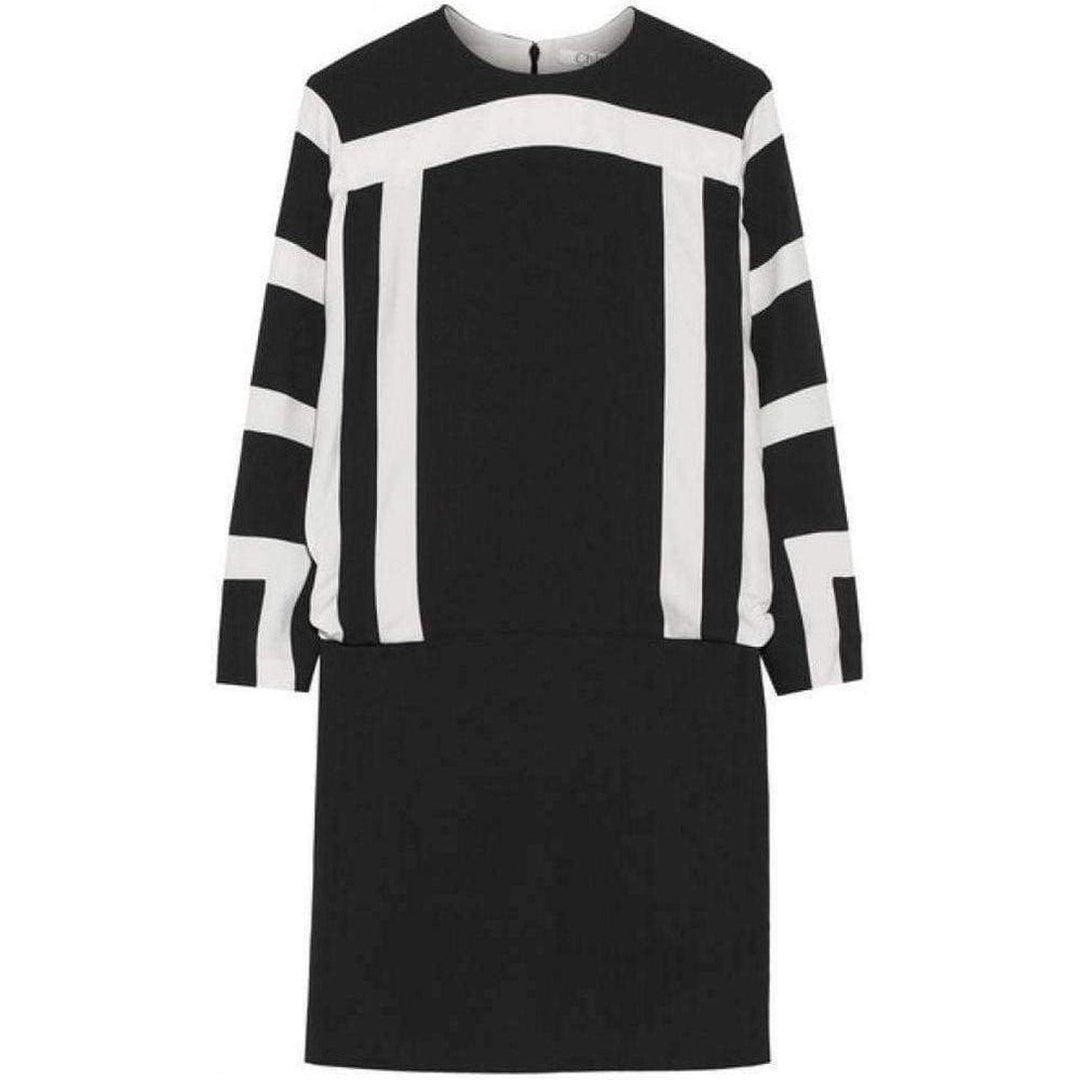 Chloé-Black and White Crepe Shift Dress - Runway Catalog