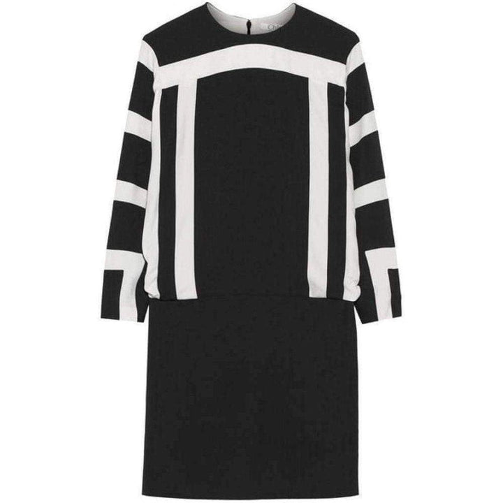 Chloé-Black and White Crepe Shift Dress - Runway Catalog