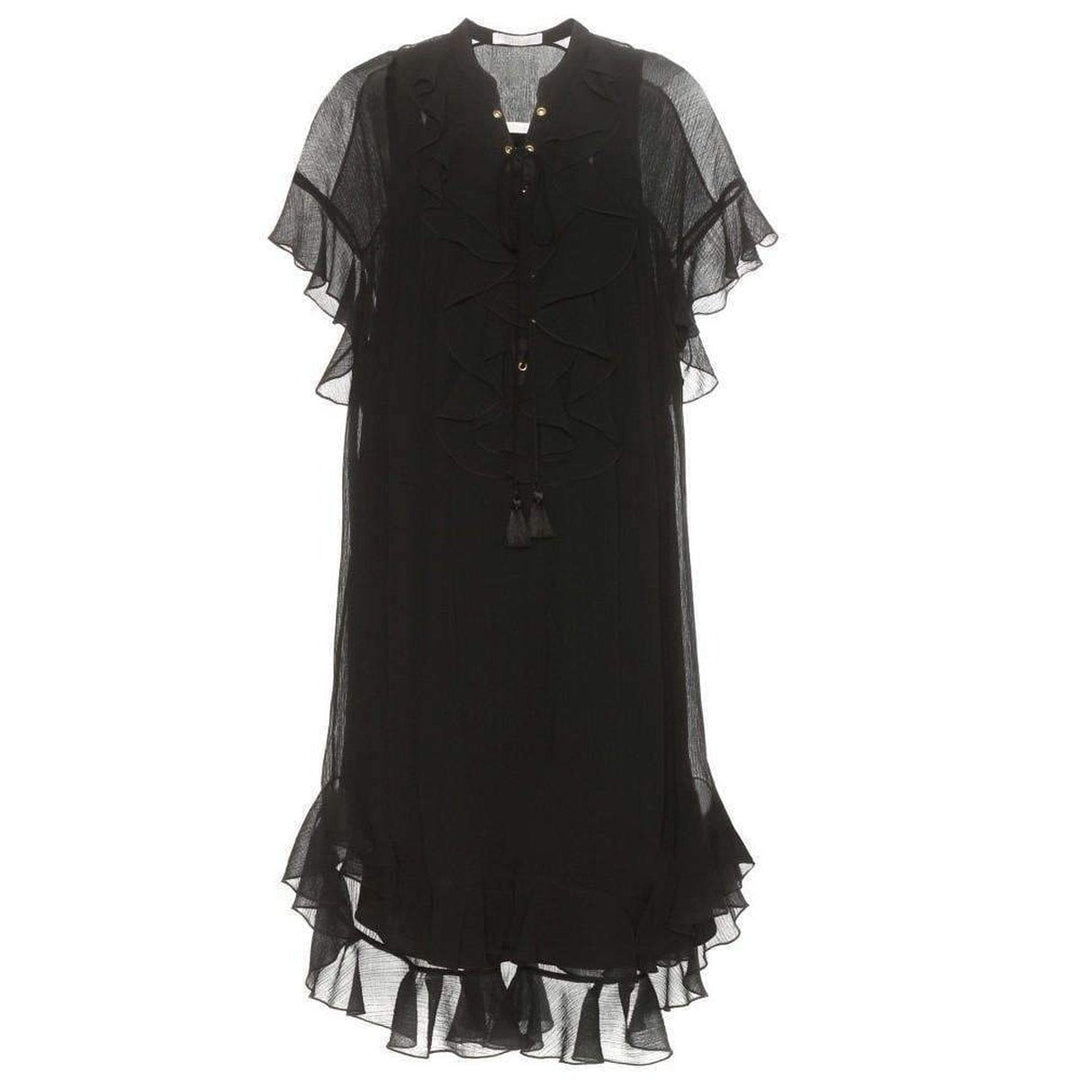 Chloé-Black Cotton Plissé Dress - Runway Catalog