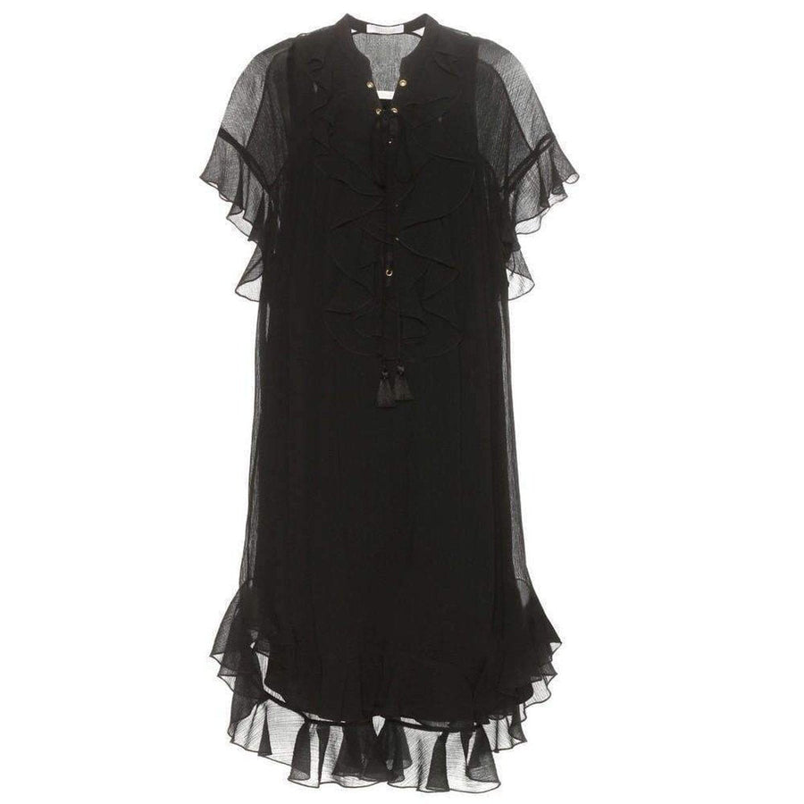 Chloé-Black Cotton Plissé Dress - Runway Catalog
