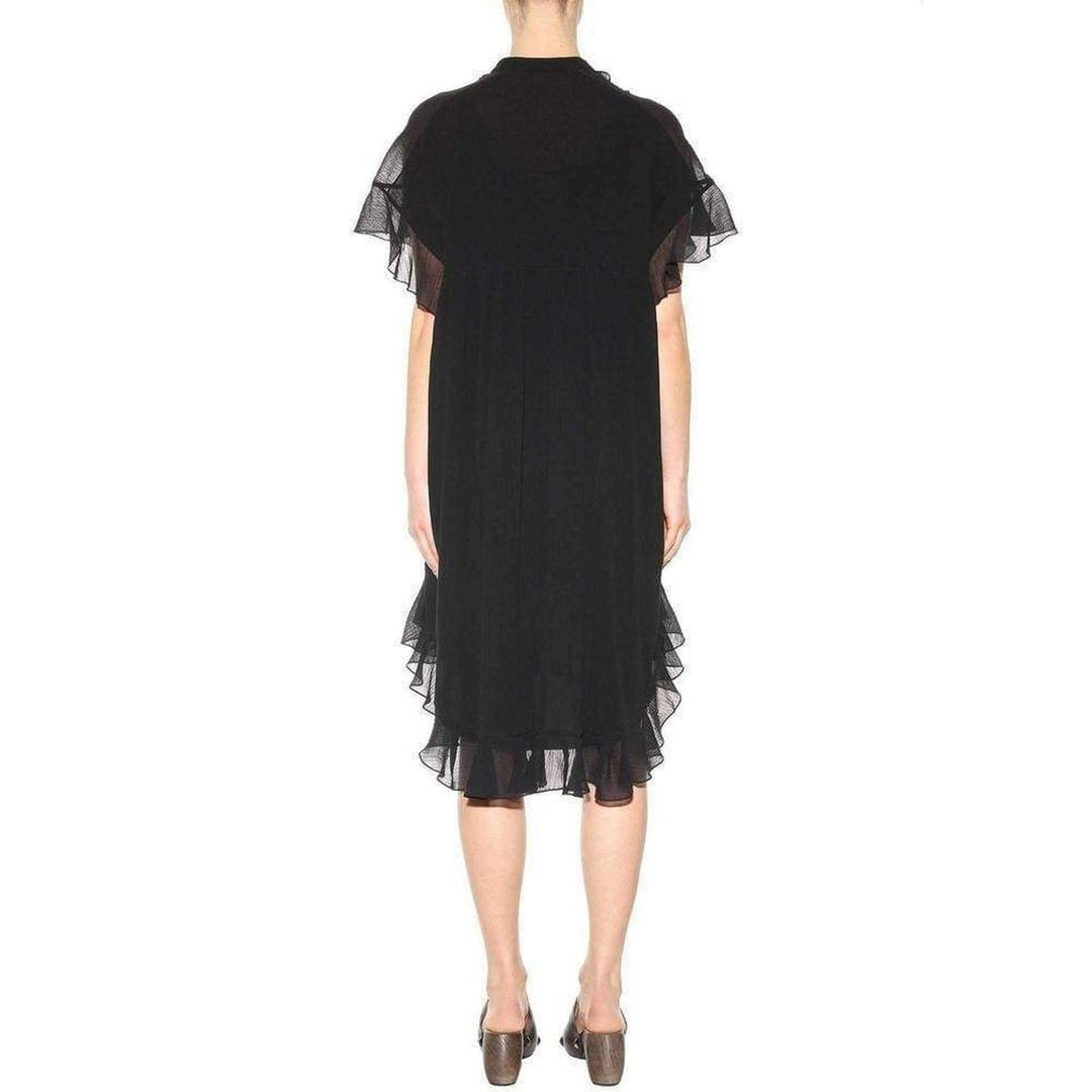 Black Cotton Plissé Dress