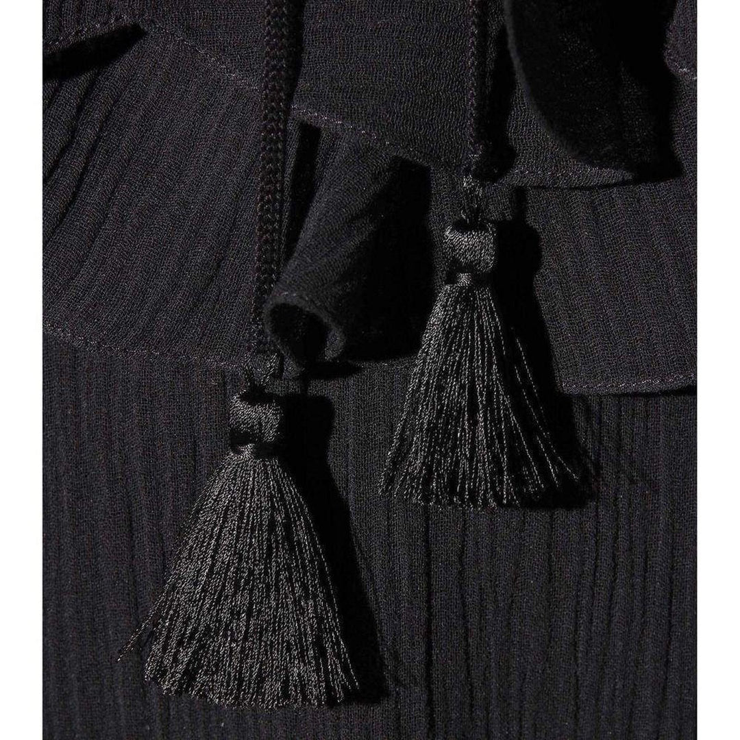 Black Cotton Plissé Dress