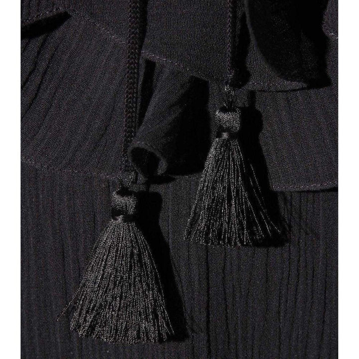 Black Cotton Plissé Dress