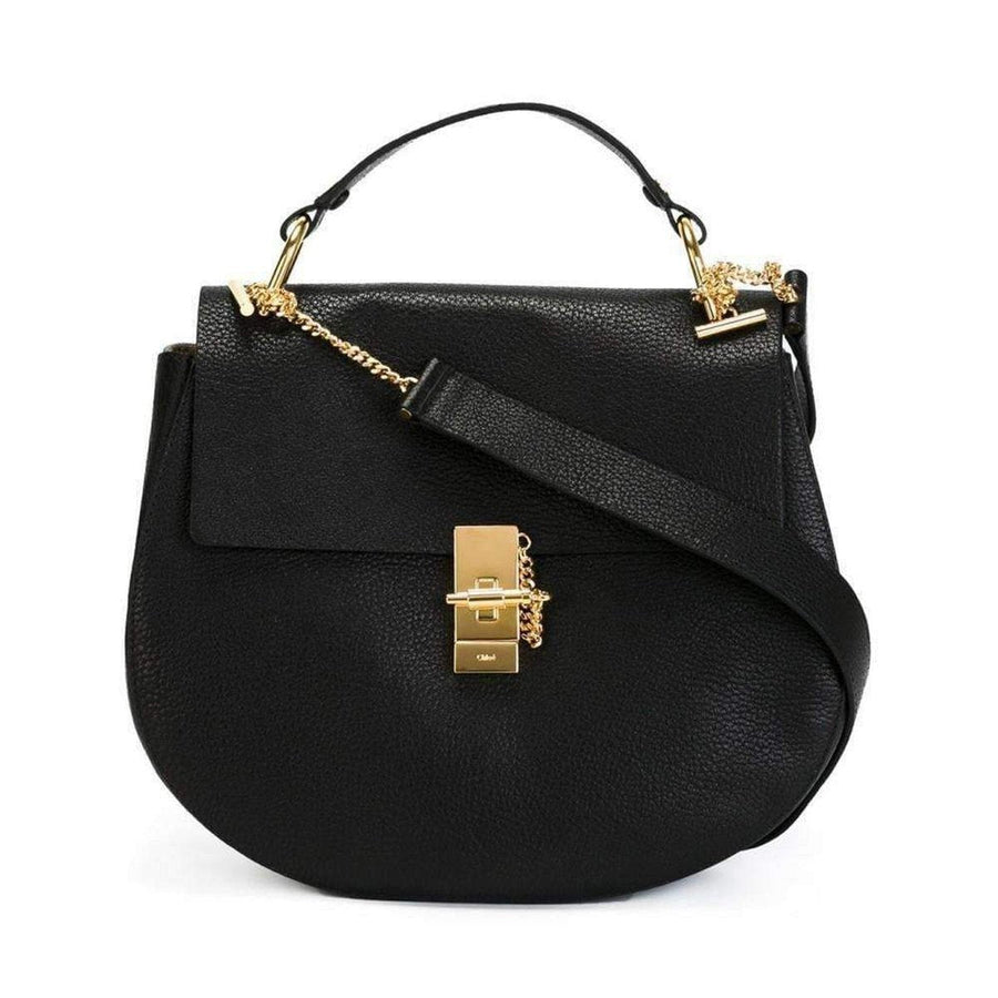 Chloé-Black Large Drew Grained Nappa Leather Bag - Runway Catalog