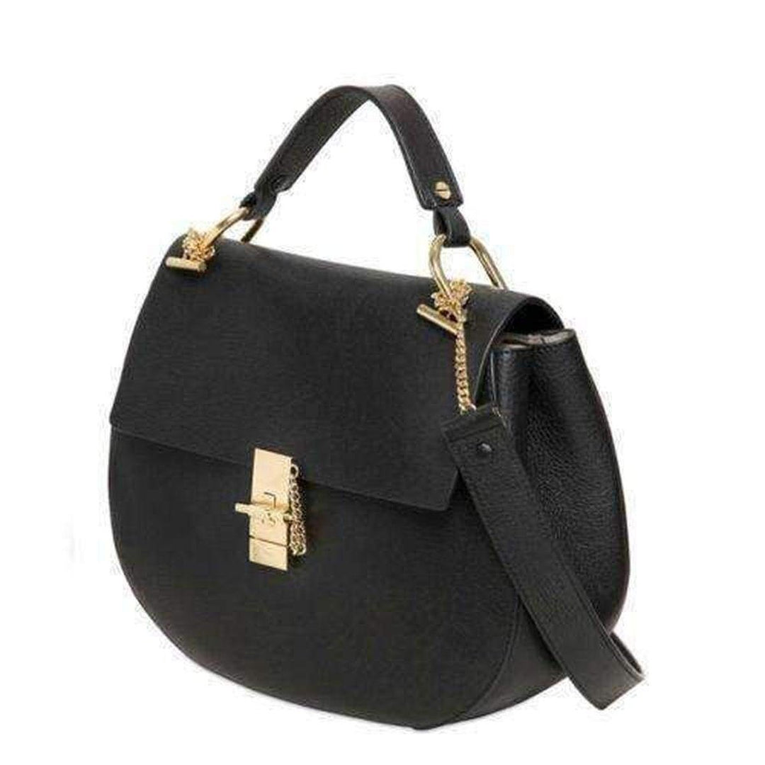 Black Large Drew Grained Nappa Leather Bag