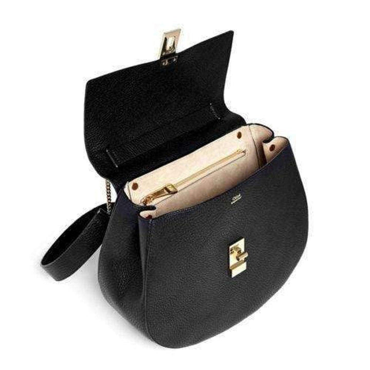 Black Large Drew Grained Nappa Leather Bag