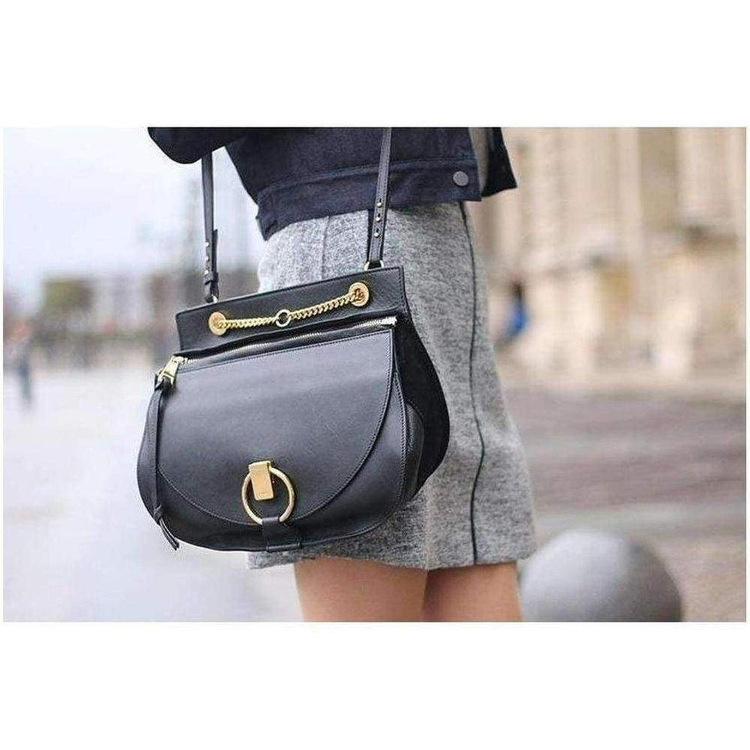 Black Leather Goldie Shoulder Bag