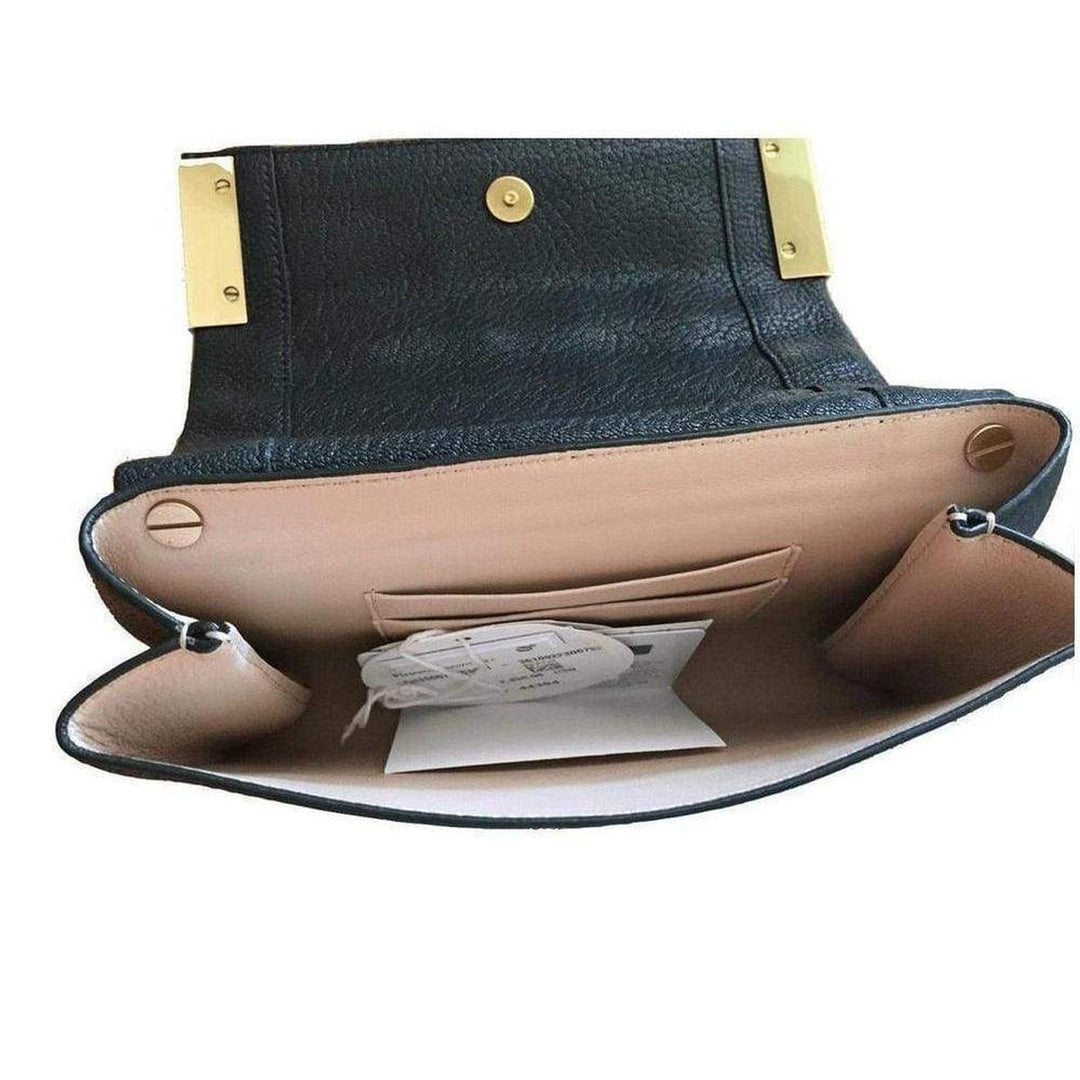 Black Leather Swarovski Crystal Clutch