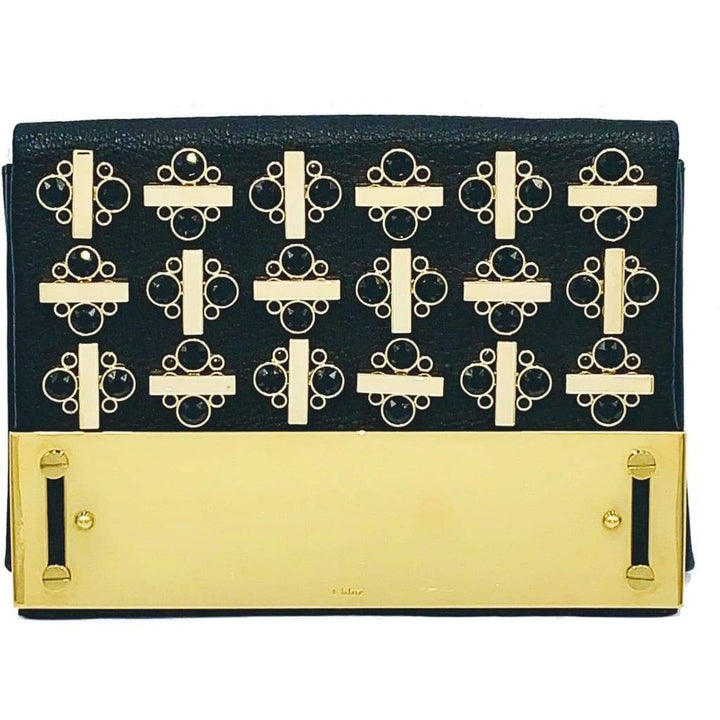 Chloé-Black Leather Swarovski Crystal Clutch - Runway Catalog