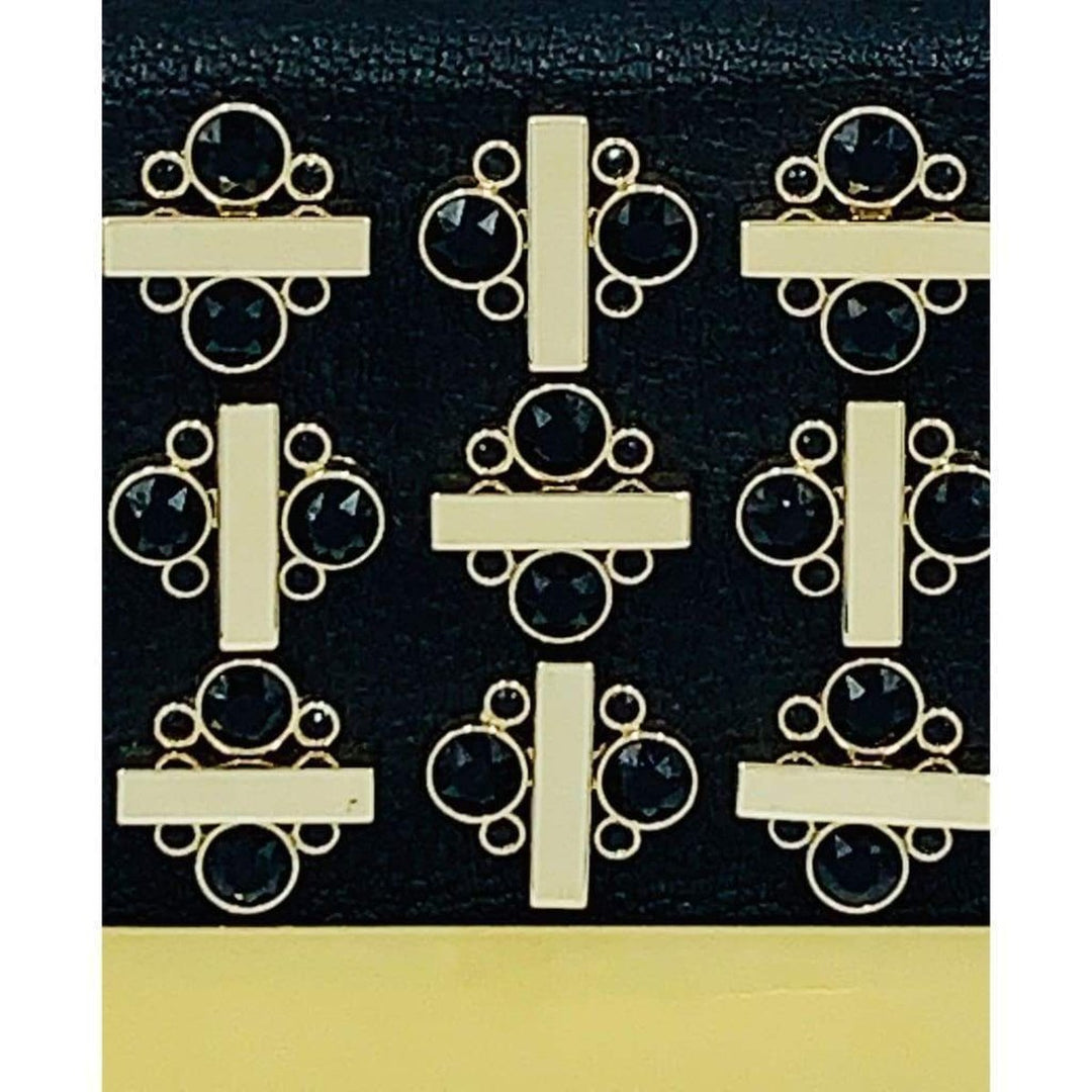 Black Leather Swarovski Crystal Clutch
