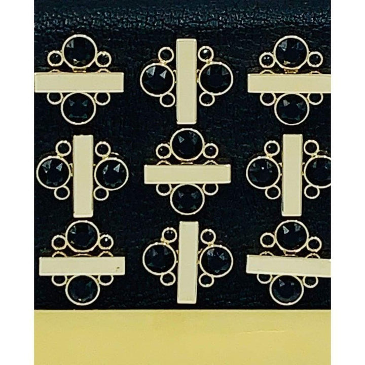 Black Leather Swarovski Crystal Clutch