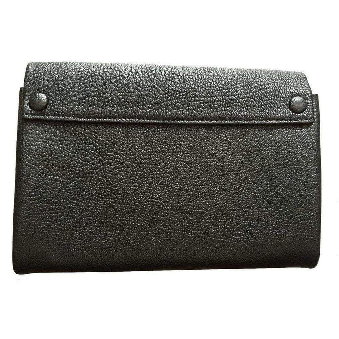Black Leather Swarovski Crystal Clutch