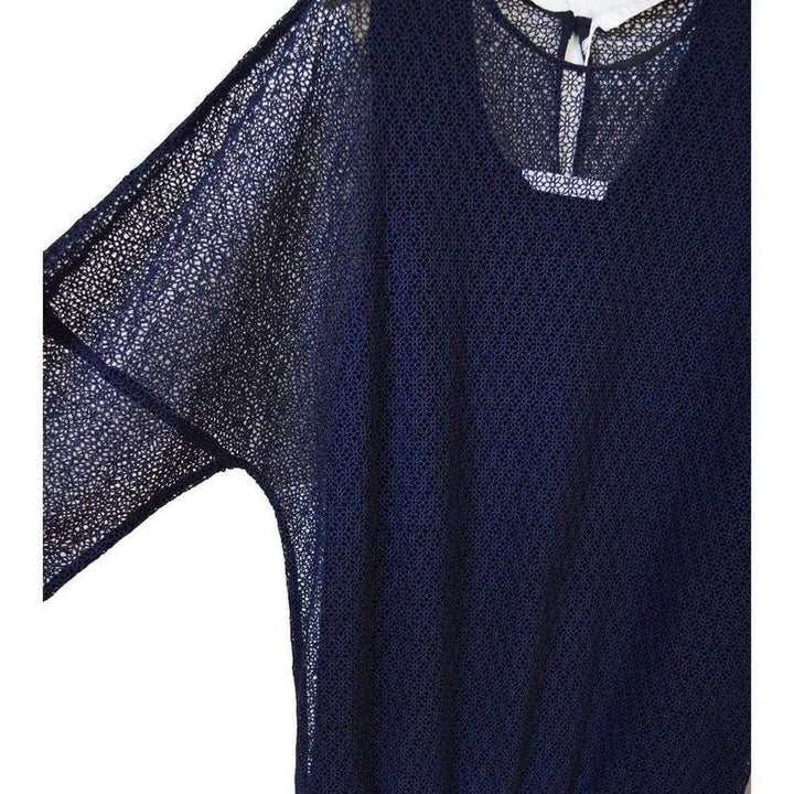 Blue Dropped Shoulder Sweatshirt Cashmere Blend Dress
