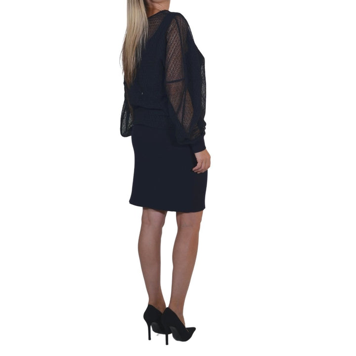Blue Dropped Shoulder Sweatshirt Cashmere Blend Dress