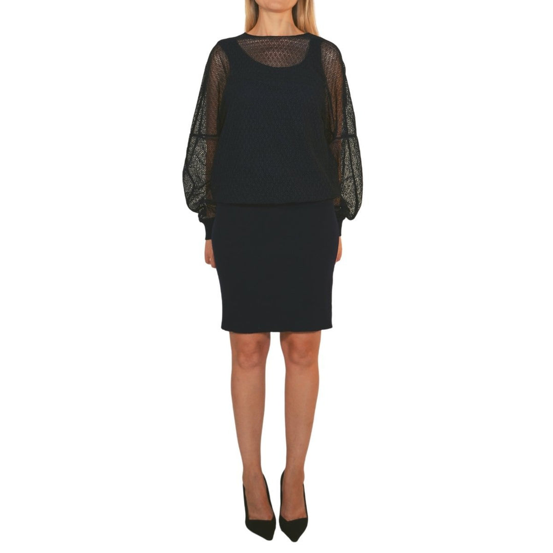 Blue Dropped Shoulder Sweatshirt Cashmere Blend Dress