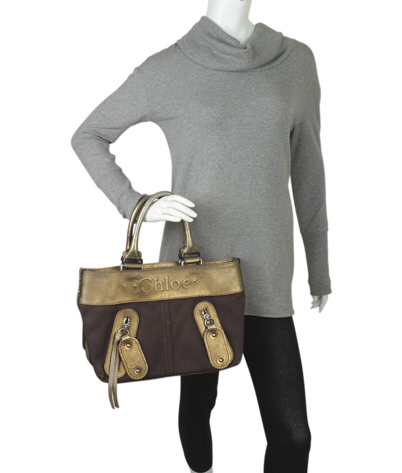 Chloé Brown & Gold Canvas & Leather Brownxgold Canvasxleather Tote