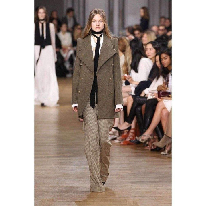 Chine Green Wool Runway Coat