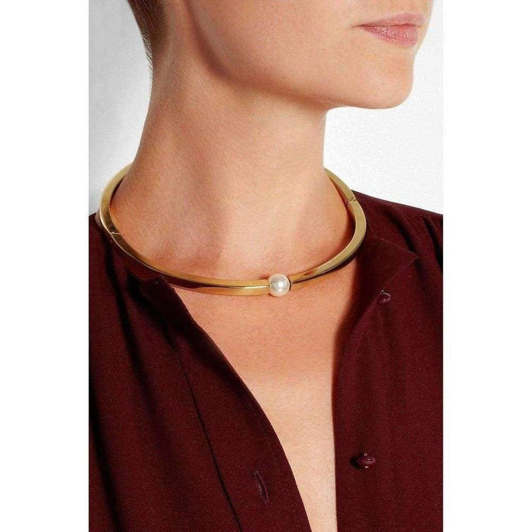 Darcey Inset Swarovski Pearl Chunky Torque Necklace