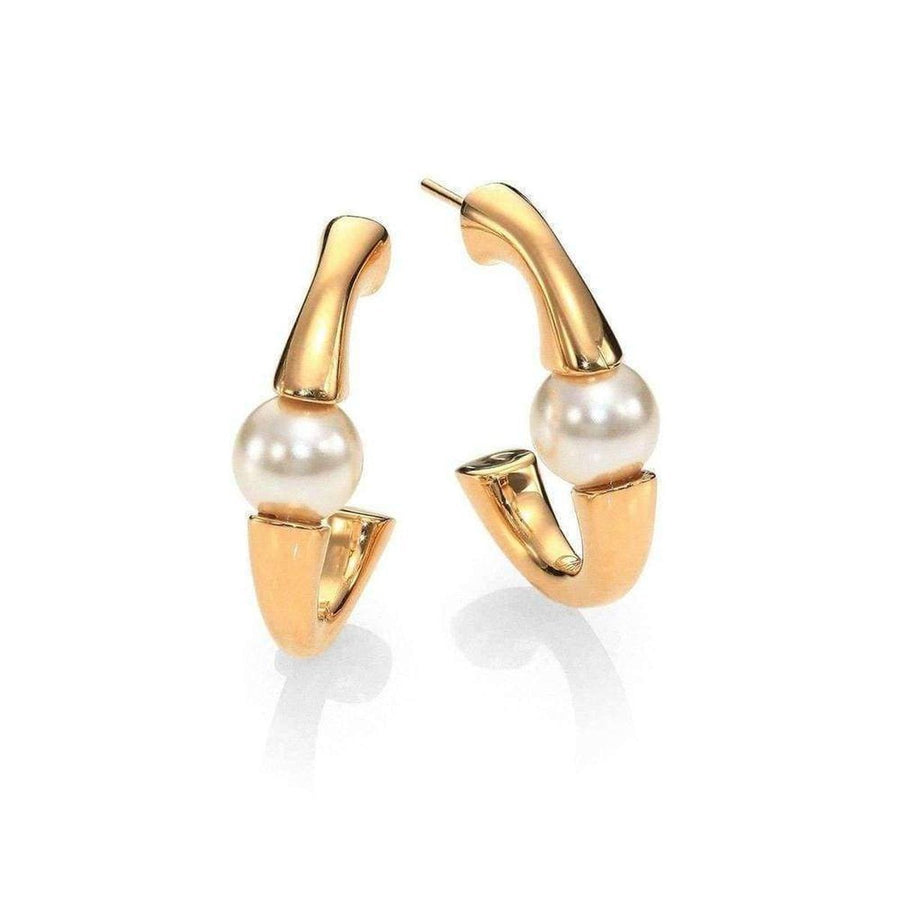 Chloé-Darcey Swarovski Pearls Plated Brass Half Hoop Earrings - Runway Catalog